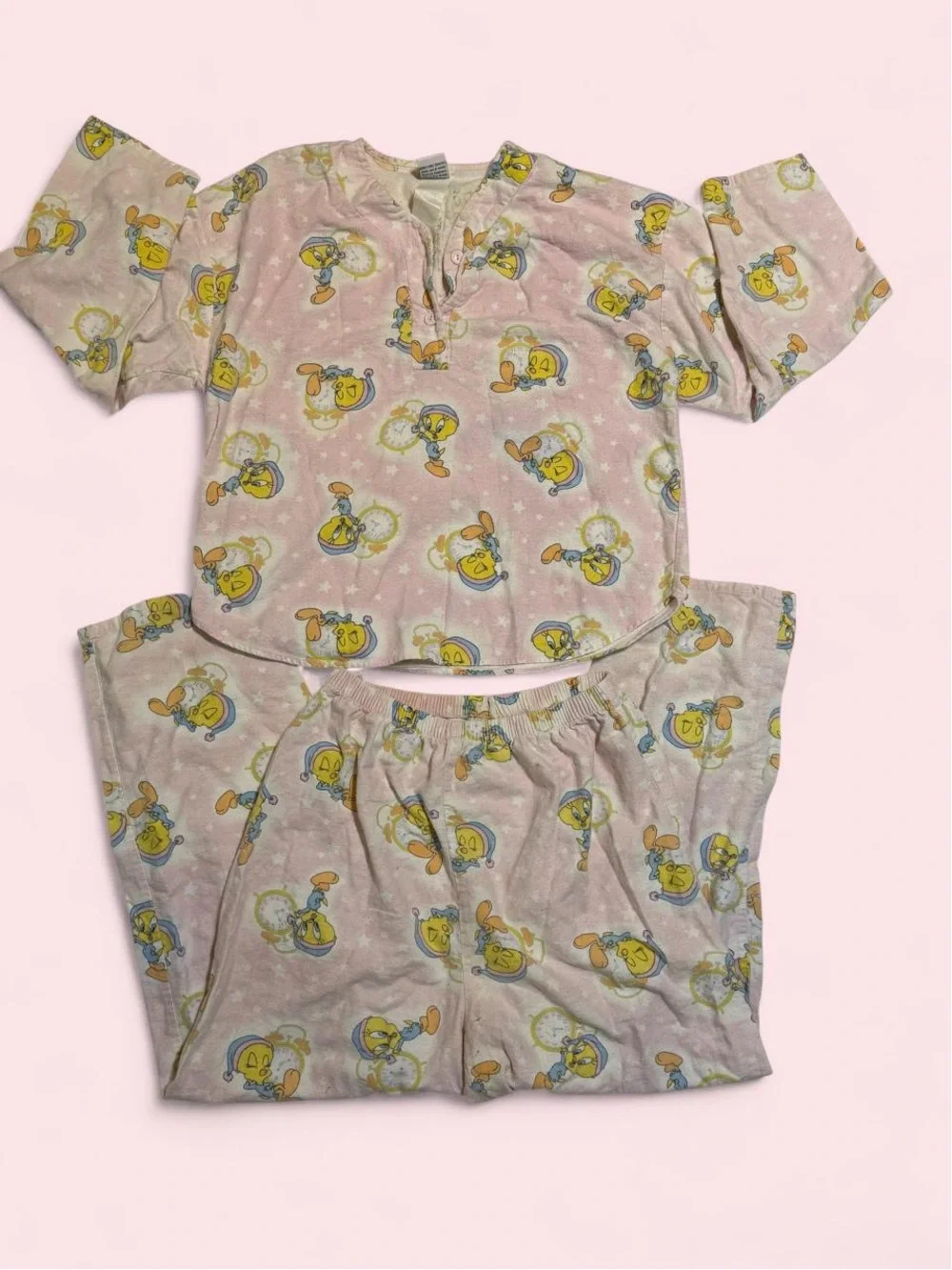 Warner Bros. Vintage Rare 1999 Pink Tweety Bird Pajama Set Women’s M